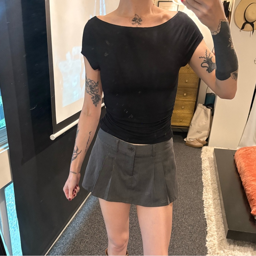 Black cinched waist crop top